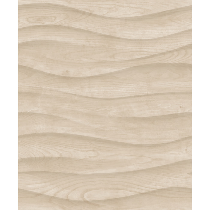 Papier peint effet bois sculpté vagues beige clair