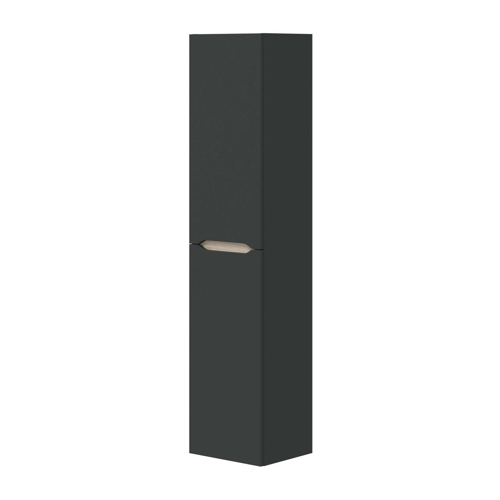 Mobile colonna Arissa, Pensile bagno sospeso a 2 ante, Armadio alto, 31x26h135 cm, Antracite e Rovere