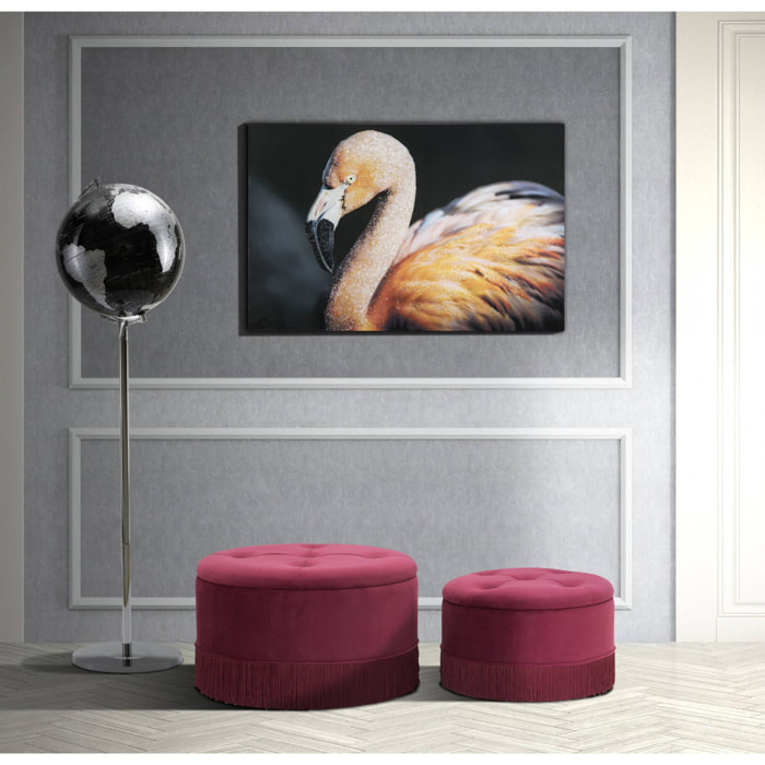 Pouf contenitori, Legno Di Pino e Legno Di Playwood e Spugna E Poliestere, Colore Bordeaux, Misure: 71 x 71 x 41 cm