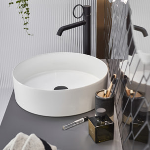 Mitigeur lavabo haut Vivienne noir mat avec bague noire mate