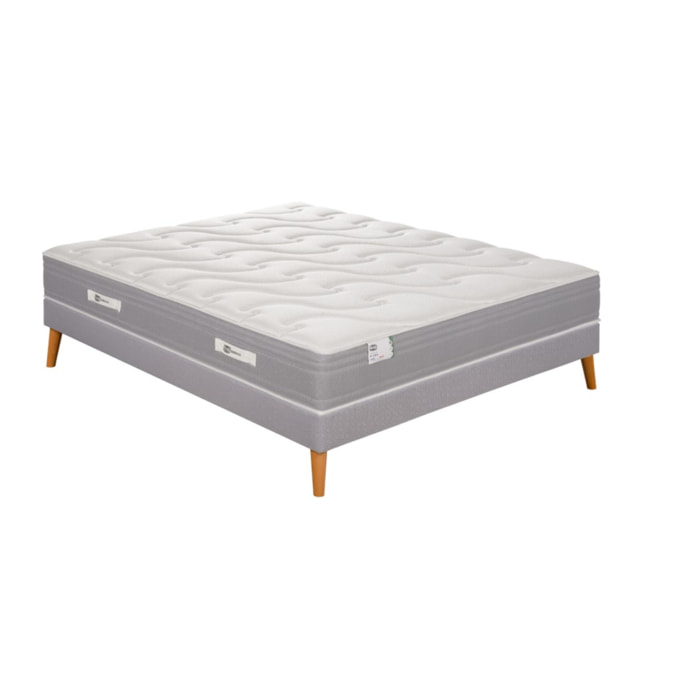Ensemble LE PUISSANT, matelas H25 ressorts ensachés, mi-ferme, sommier