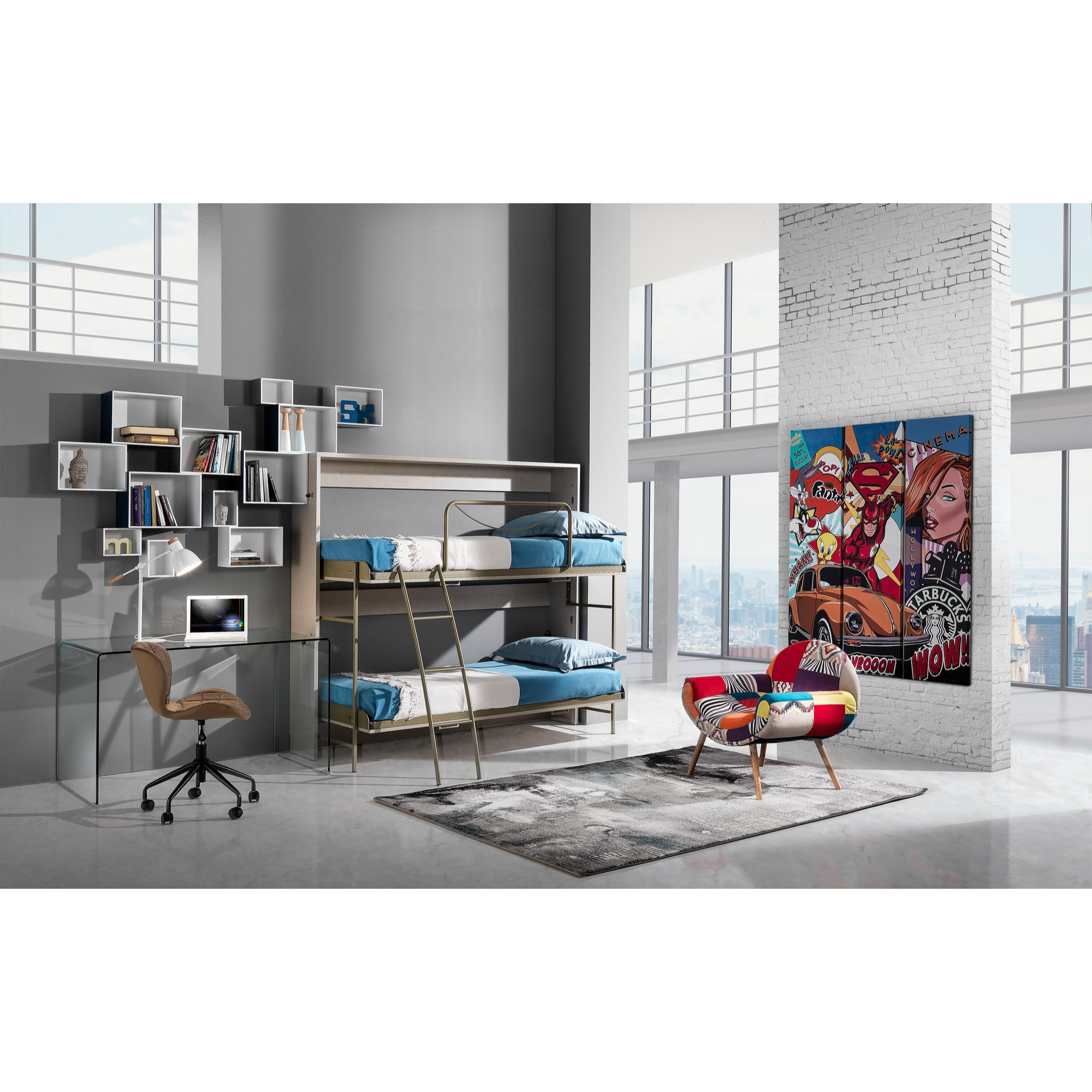 Bureau Tomasucci BEND, en verre, 126 × 70 × 74 cm