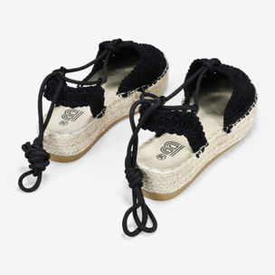 Alpargatas de plataforma negras con esparto