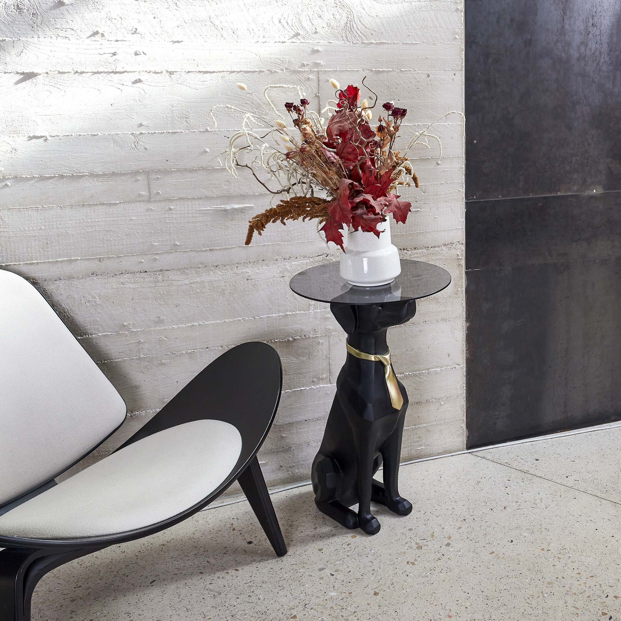 Table Basse Deco Chien Assis 66cm