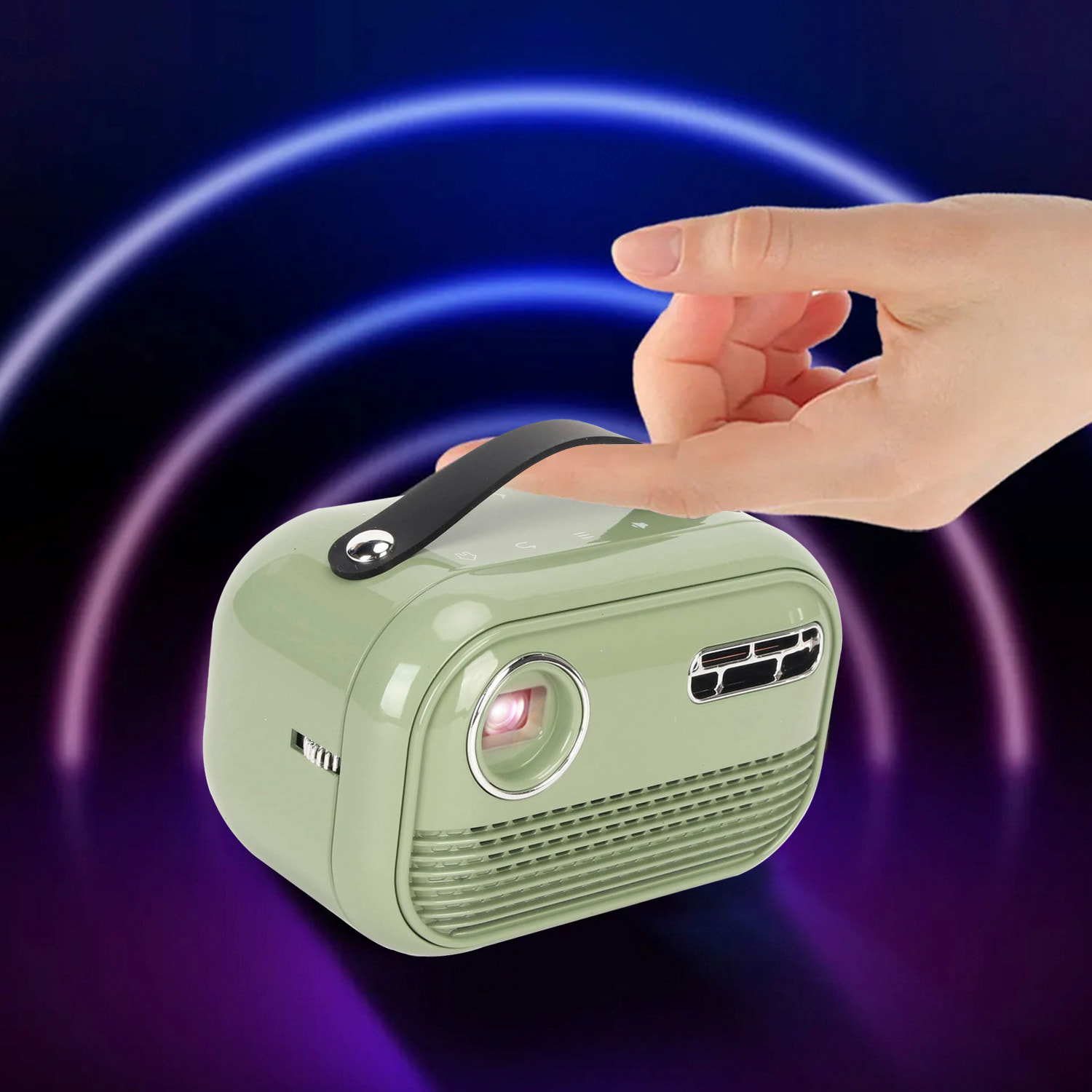 Mini videoproiettore LED portatile P16 in stile retrò, DLP. Android 9.0, Wi-Fi. Clonazione schermo. Batteria ricaricabile. Netflix, YouTube, ecc. 2+16GB.