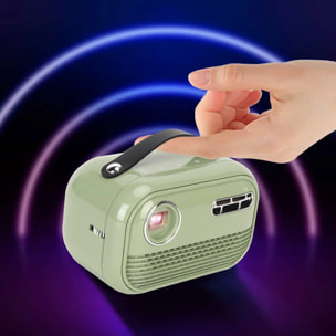 Mini videoproiettore LED portatile P16 in stile retrò, DLP. Android 9.0, Wi-Fi. Clonazione schermo. Batteria ricaricabile. Netflix, YouTube, ecc. 2+16GB.