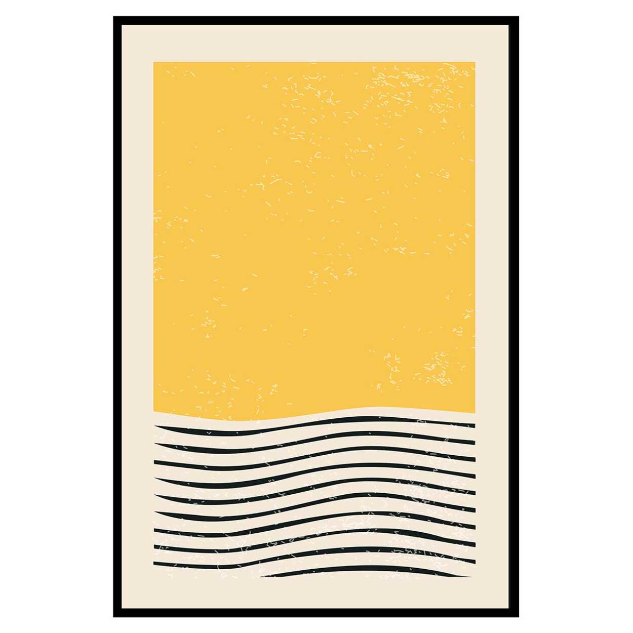 Affiche encadrée abstraite minimaliste formes et lignes Affiche + cadre en métal - Noir