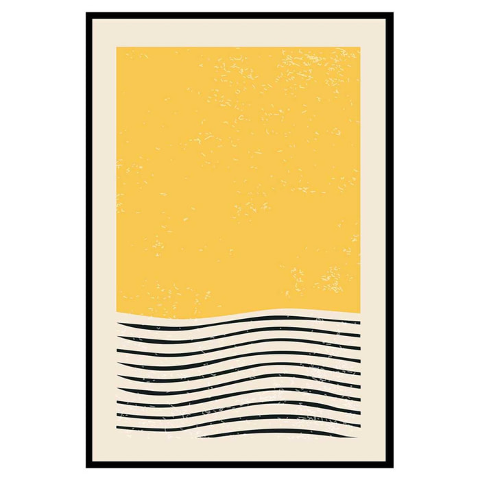 Affiche encadrée abstraite minimaliste formes et lignes Affiche + cadre en métal - Noir