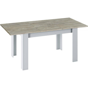 Tavolo allungabile Midland, Tavolo per sala da pranzo allungabile, Tavolo da pranzo estensibile con allunga, cm 140/190x90h78, Rovere Grigio e Bianco