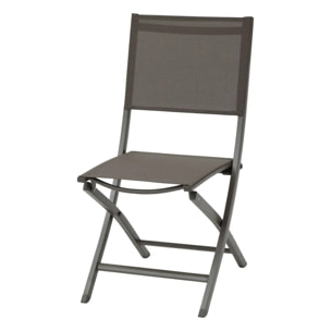Lot de 4 chaises de jardin pliantes "Essentia" wengé & praliné aluminium et texaline
