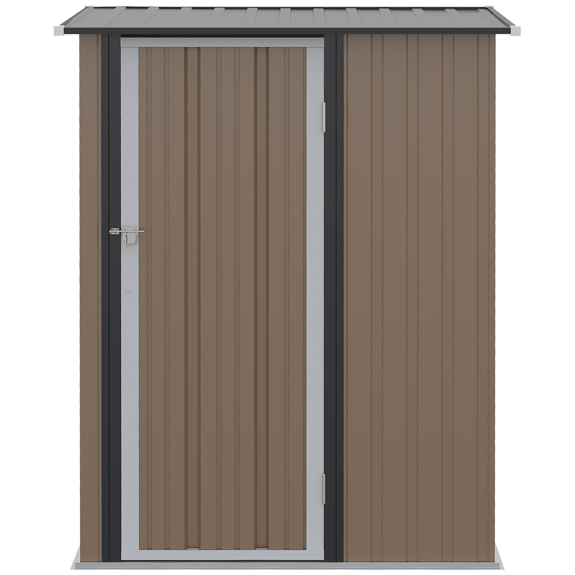 Abri de jardin - remise pour outils - cabanon porte verrouillable - dim. 142L x 84l x 189H cm - tôle d'acier marron blanc