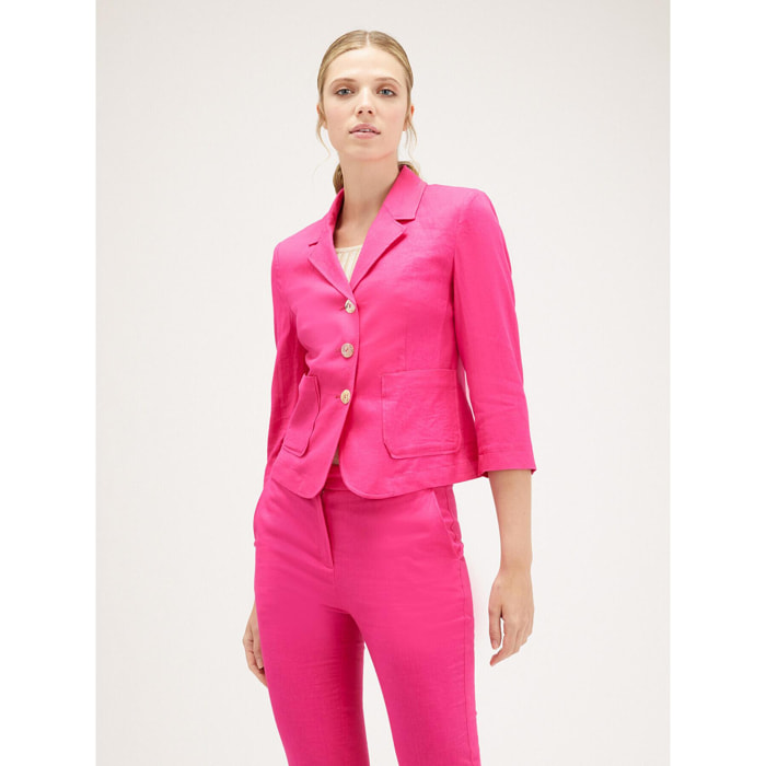 Motivi - Giacca blazer slim fit misto lino - Fucsia