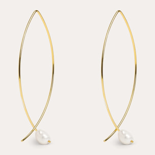 Orecchino Arch Bean Pearl Argento Placcato Oro