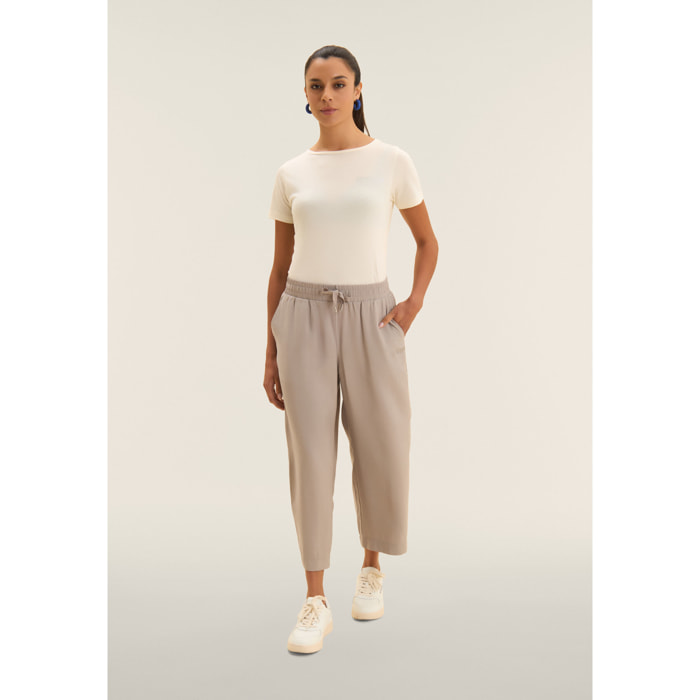 Pantaloni Sportivi Cropped con gamba Wide Leg e strass