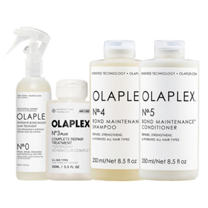 OLAPLEX Kit Intensive N° 0 155ml + Tratamiento 3 Plus 100ml + Champú N°4 250ml + Acondicionador N°5  250ml