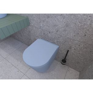 Infinitio WC suspendu sans bride en céramique avec abattant SoftClose, bleu mat (SATINF010RREXPDBLM)