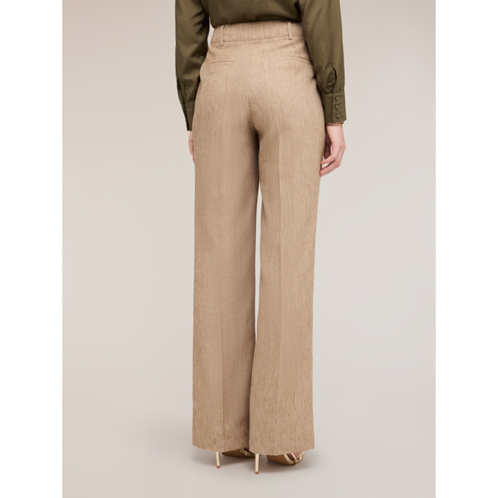 Motivi - Pantalones palazzo mezcla de lino - Beige