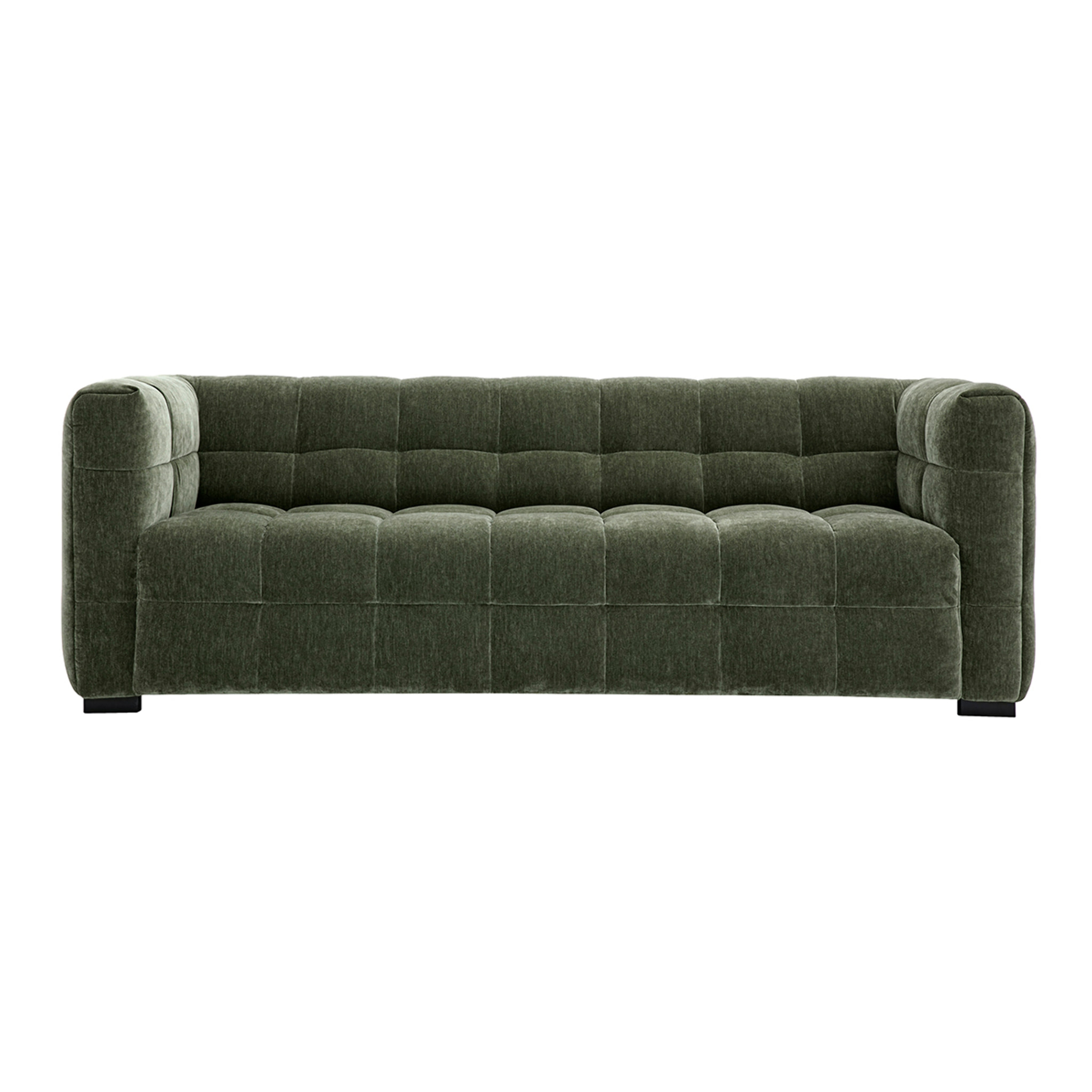 Canapé design 3 places en tissu effet velours vert kaki CORTO