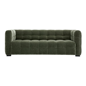 Canapé design 3 places en tissu effet velours vert kaki CORTO
