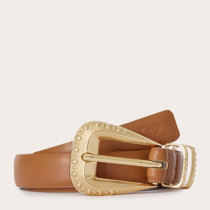 Motivi - Cintura con fibbia e micro borchie - Marrone