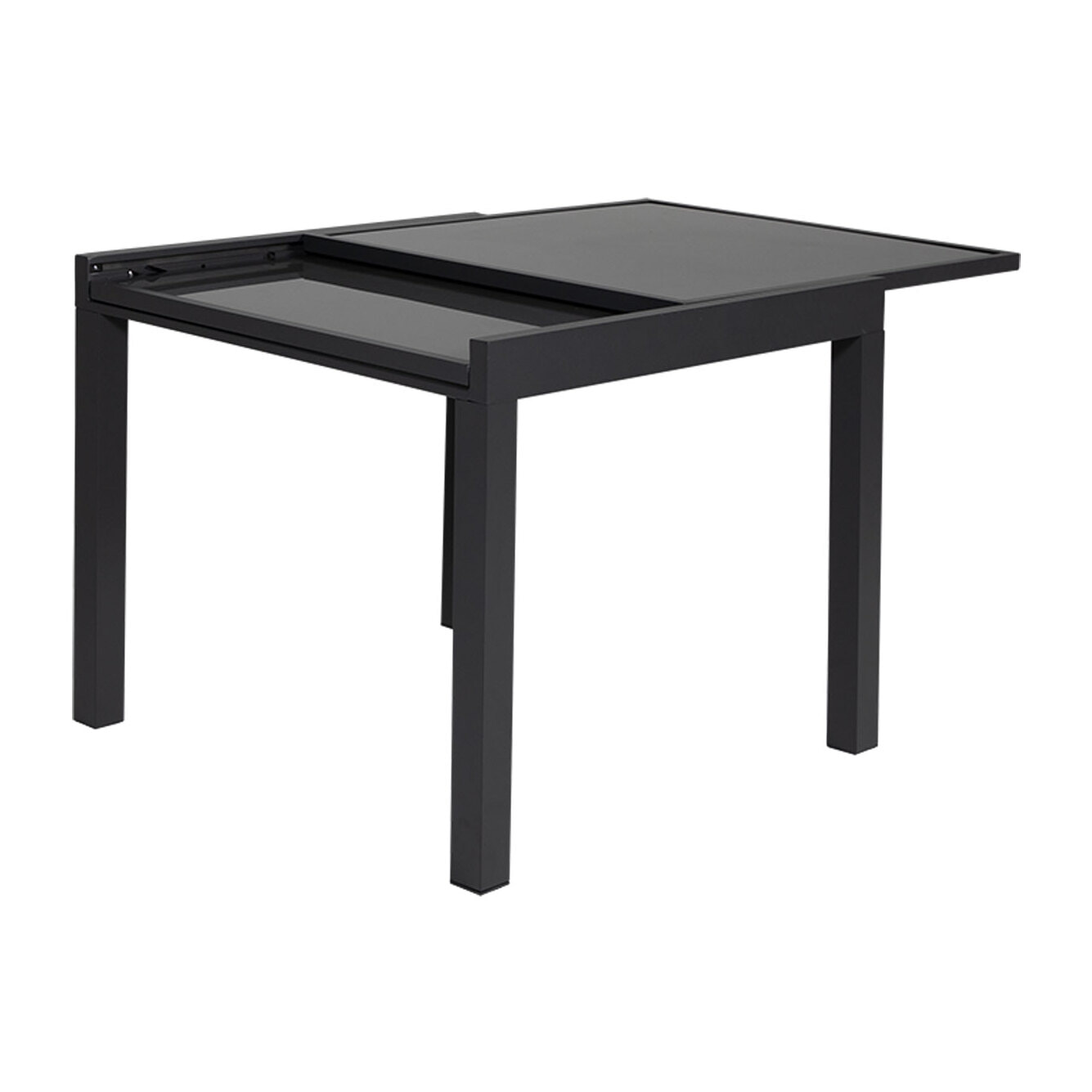 Salon de jardin LAMPEDUSA extensible en textilène gris 8 places - aluminium anthracite