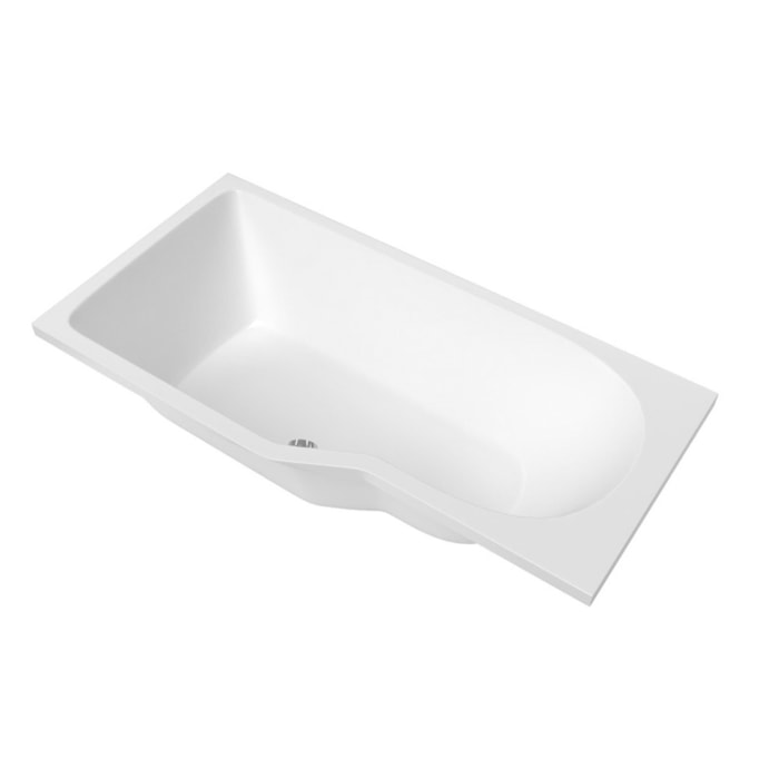 160x80 cm Beata Plus baignoire bain douche asymétrique acrylique positionnement gauche, sans pieds, blanc (BE1600LPLUS)
