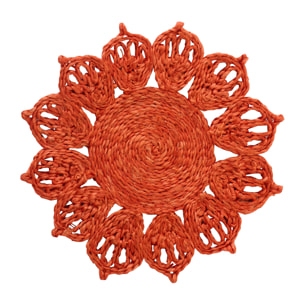 J-Line Set de Table Tournesol - jute - orange foncé - 2 pièces