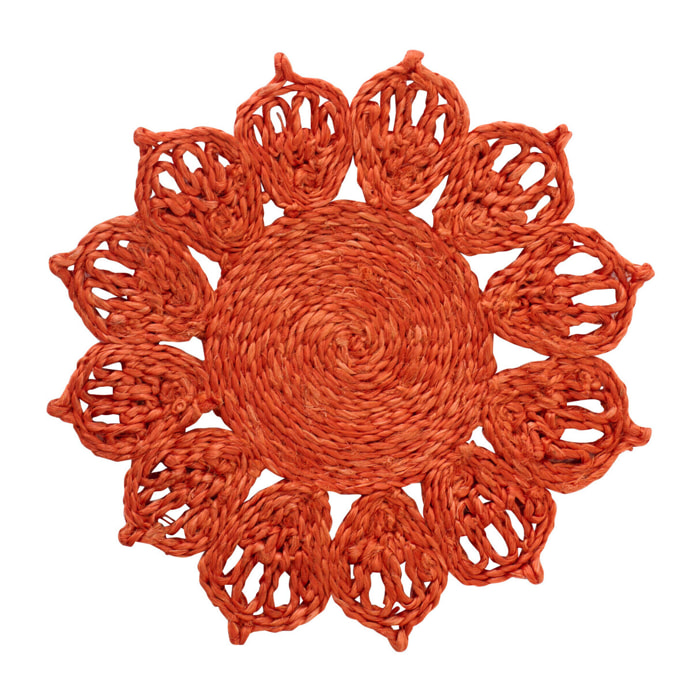 J-Line Set de Table Tournesol - jute - orange foncé - 2 pièces