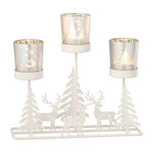 J-Line bougeoir Hiver - acier - blanc/rood