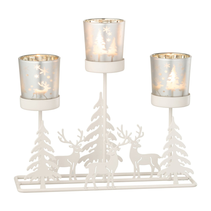 J-Line bougeoir Hiver - acier - blanc/rood