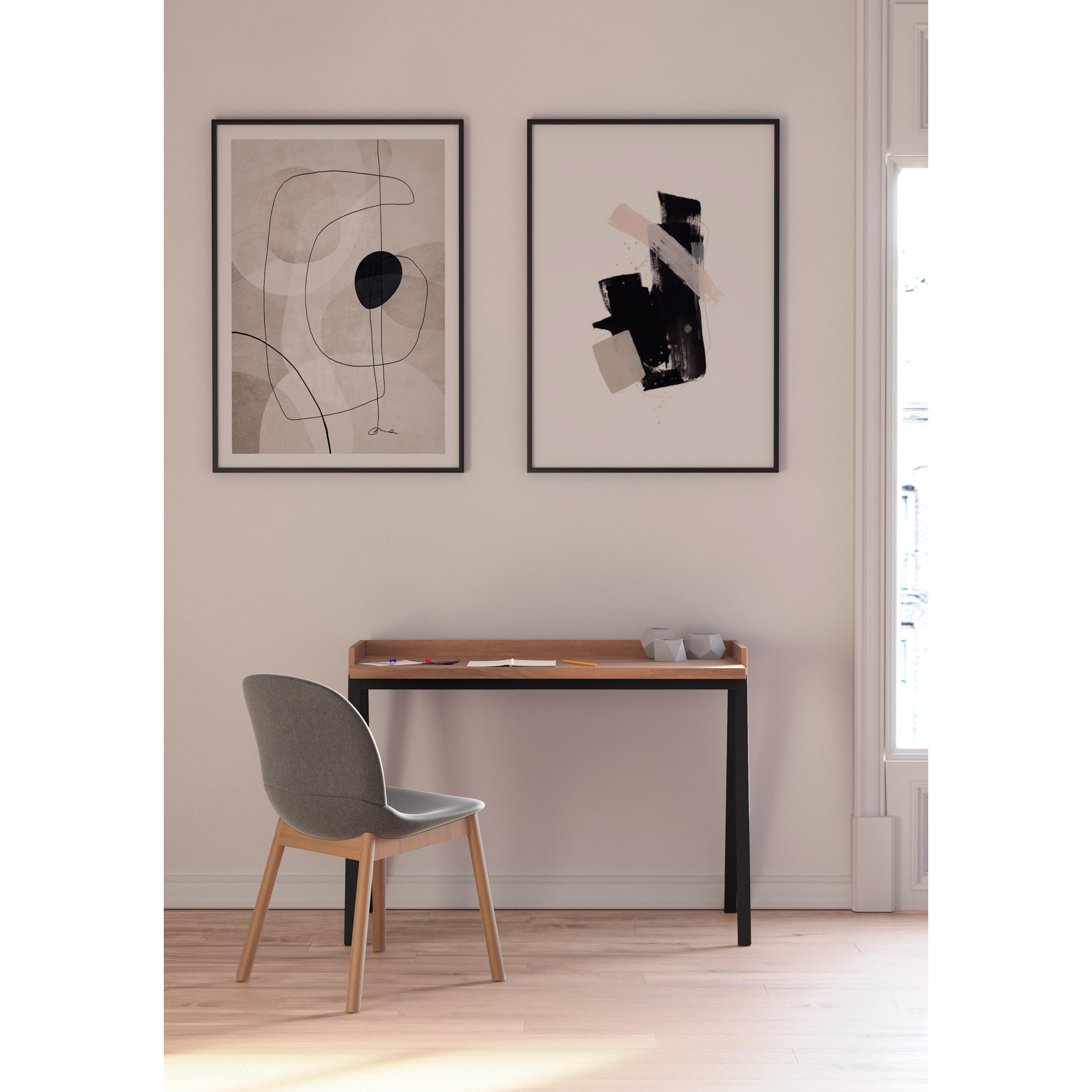 Escritorio Paris nogal y negro 81x111x50