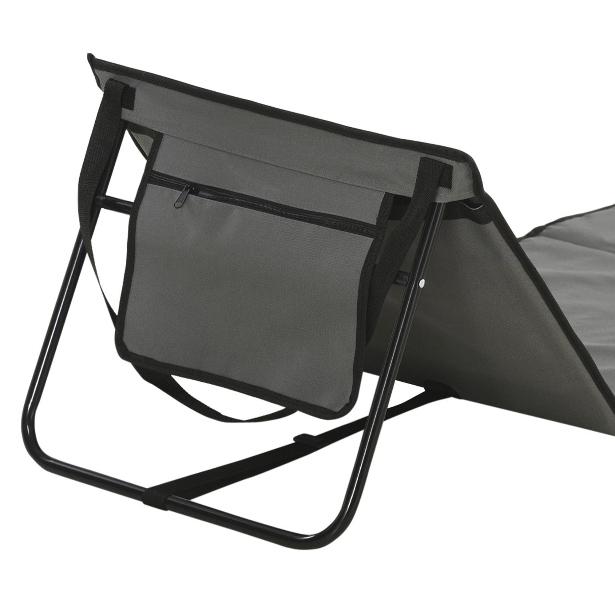 Conjunto de 2 Esterillas de Playa Plegable Esteras Acolchadas con Respaldo Reclinable y Bolsa de Transporte para Jardín Camping 142x51x40 cm Gris