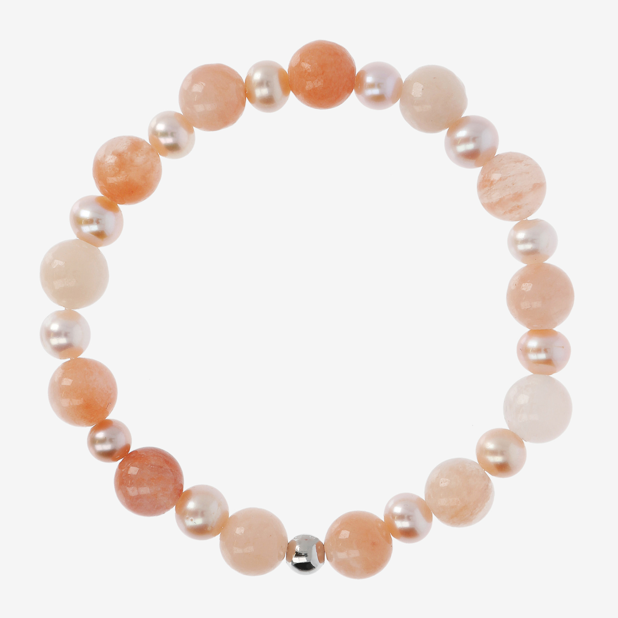 PERLAVIVA - Bracciale Elastico con Avventurina Rosa e Perle d'Acqua Dolce Rosa Ø 5.5/6.5 mm