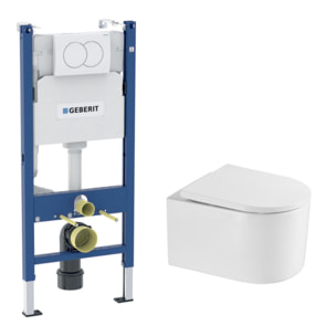 Pack WC Bâti-support + WC sans bride Tornado Swiss Aqua Technologies + abattant SoftClose + Plaque (DELANOTQGEB3-VP)