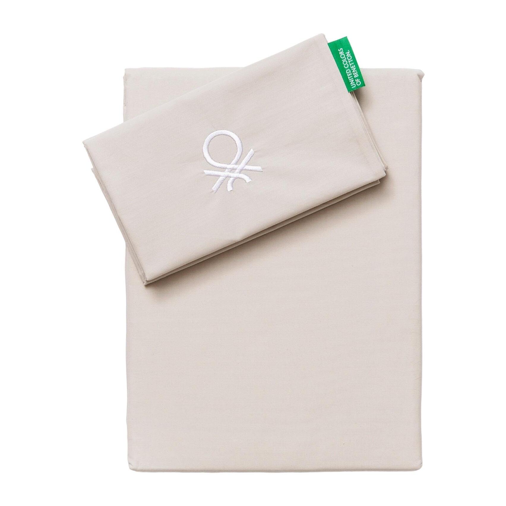 Set 2pc cama (funda nórdica 155x220cm + funda de almohada 80x80cm) 200tc 100% algodón beige y blanco neutral be