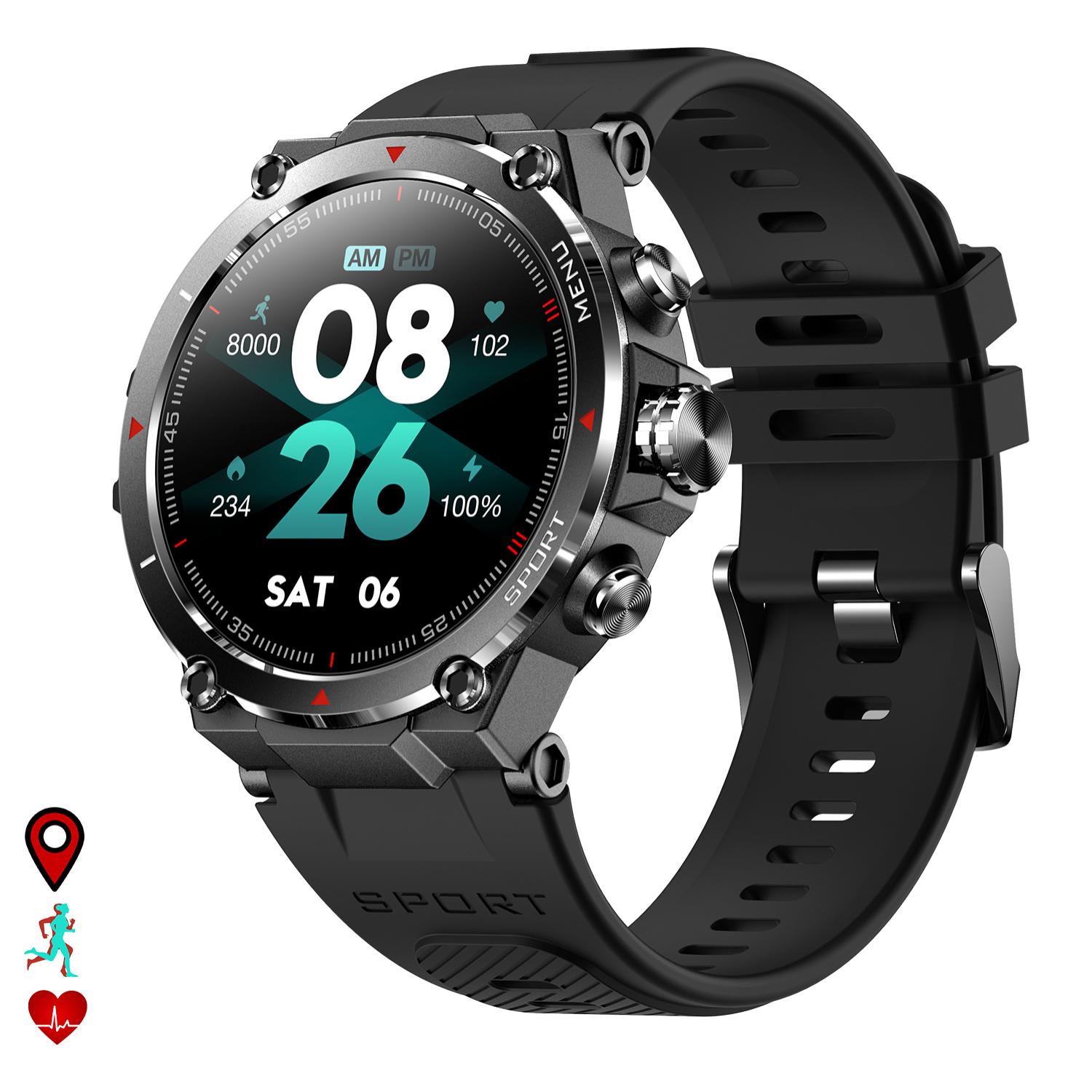 Smartwatch HM03 di grado militare, con GPS a triplo posizionamento. Monitoraggio cardiaco e O2. Notifiche dell'app.