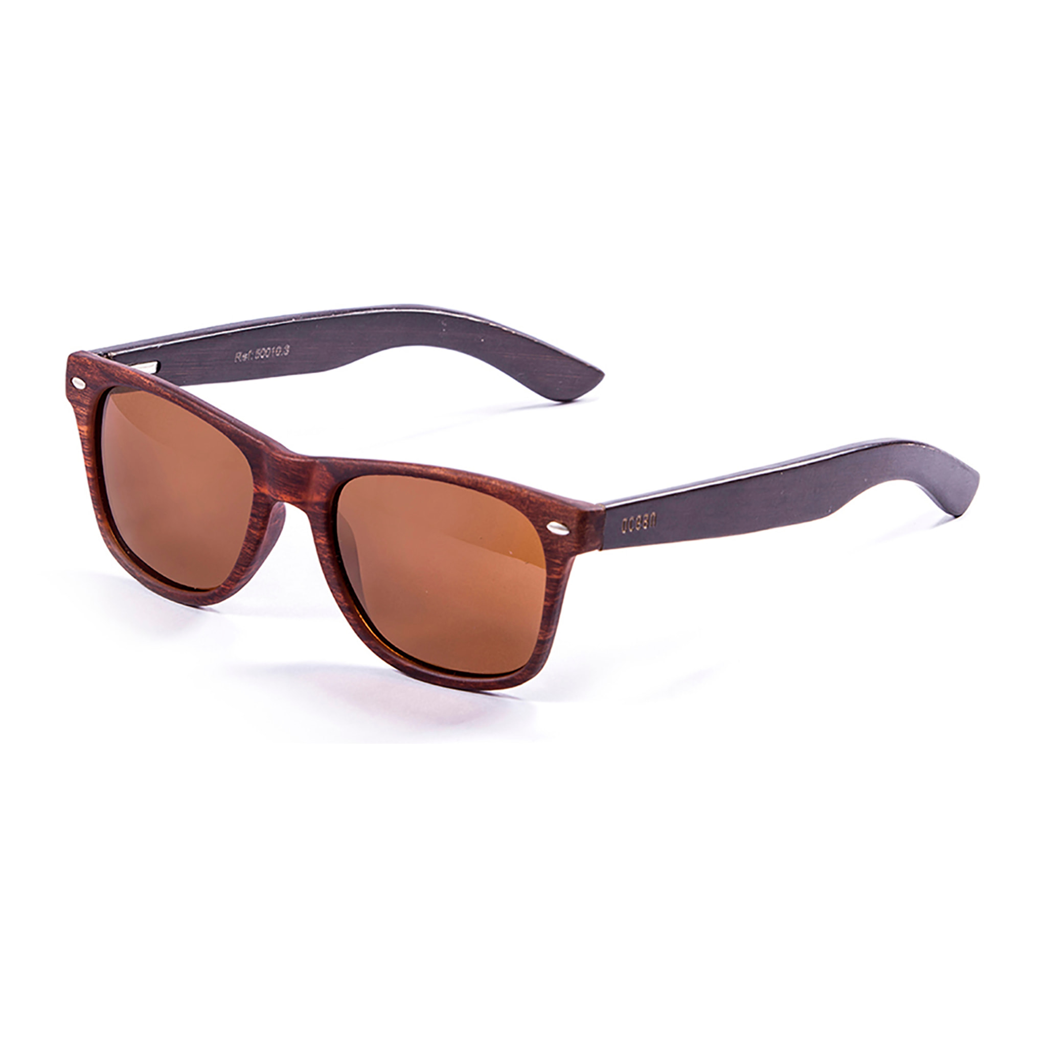 Gafas de sol OCEAN BEACH WOOD - Patilla marrón bambú con montura marrón / Amoke