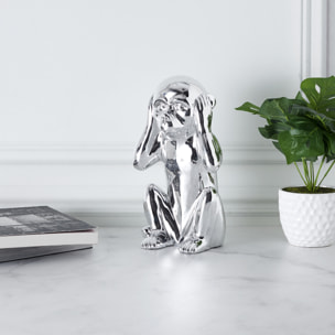 Statue Singe Argente H30cm