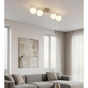 Lampada a sospensione KAIRO in acciaio beige e vetro opalino