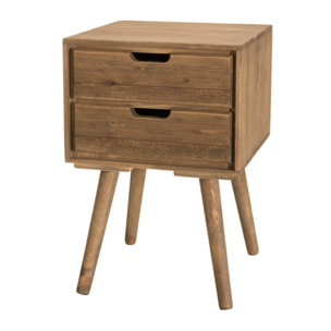 ANDY - Chevet scandi bois marron 2 tiroirs Sapin