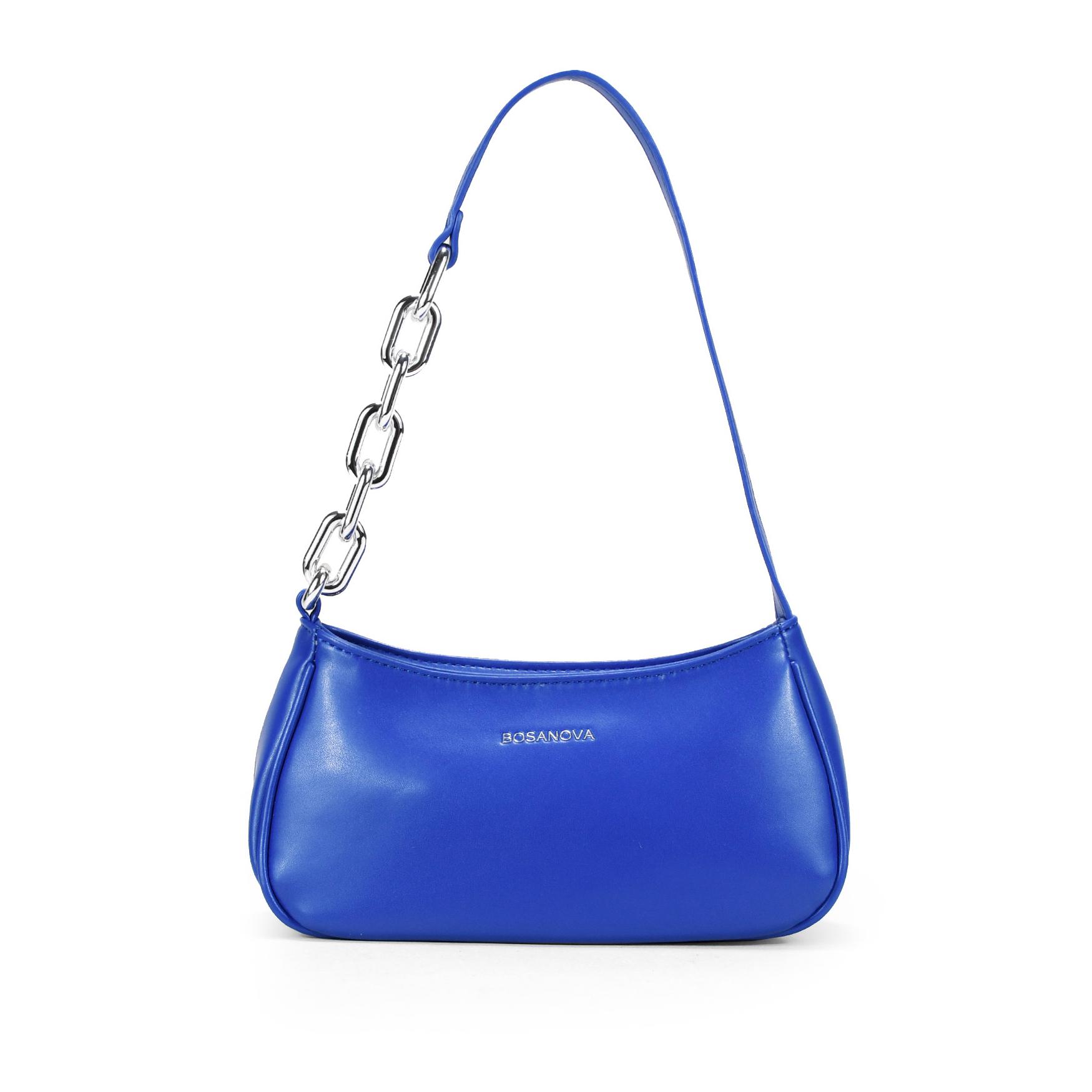 Bolso de hombro azul con cadena