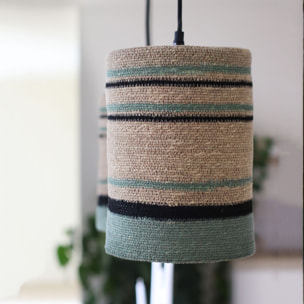 Suspension en jonc de mer naturel et vert BARBADE