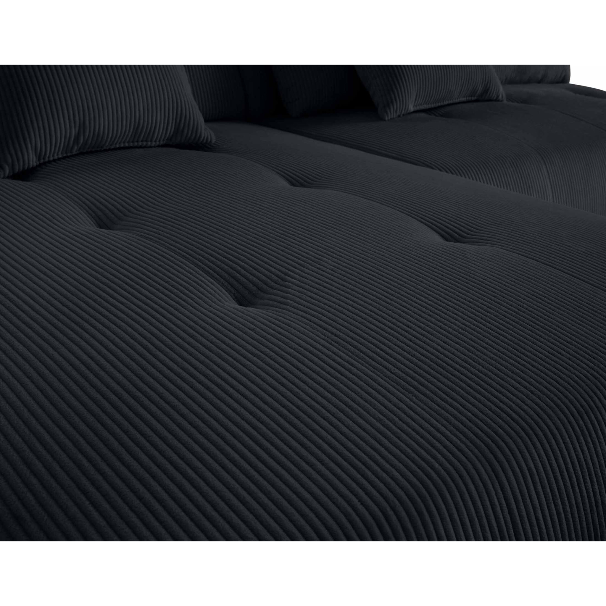 Onyx - canapé panoramique modulable d'angle droit 7 places - en velours côtelé - Noir
