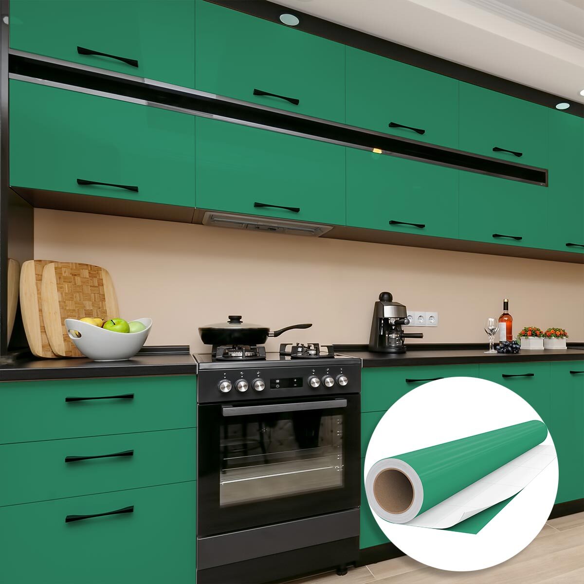 Rouleau adhésif décoratif Vinyle au Mètre - Turquoise - Sticker Lavable Imperméable Mur Cuisine Meubles
