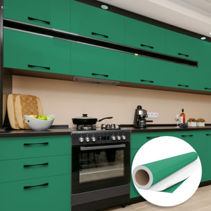 Rouleau adhésif décoratif Vinyle au Mètre - Turquoise - Sticker Lavable Imperméable Mur Cuisine Meubles