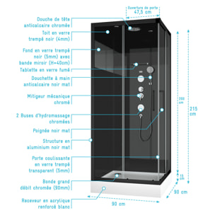 Cabine de douche carrée 90x90x215cm - MIRROR SPACE SQUARE