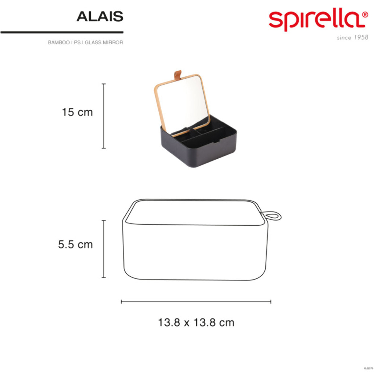 Miroir & Boîte à bijoux Bambou & PS carré ALAIS Noir Spirella