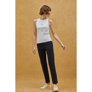 Canotta bianca slim fit con ricamo Rigby Go