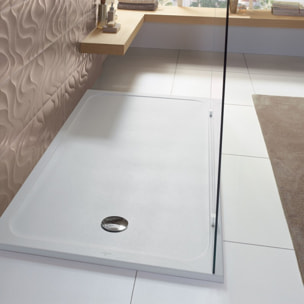 Receveur de douche antidérapant 140 x 90 Lifetime Plus Cerasoft céramique blanc + Bonde chromé brossé