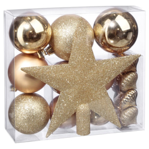 Kit de bolas de navidad 18 piezas oro